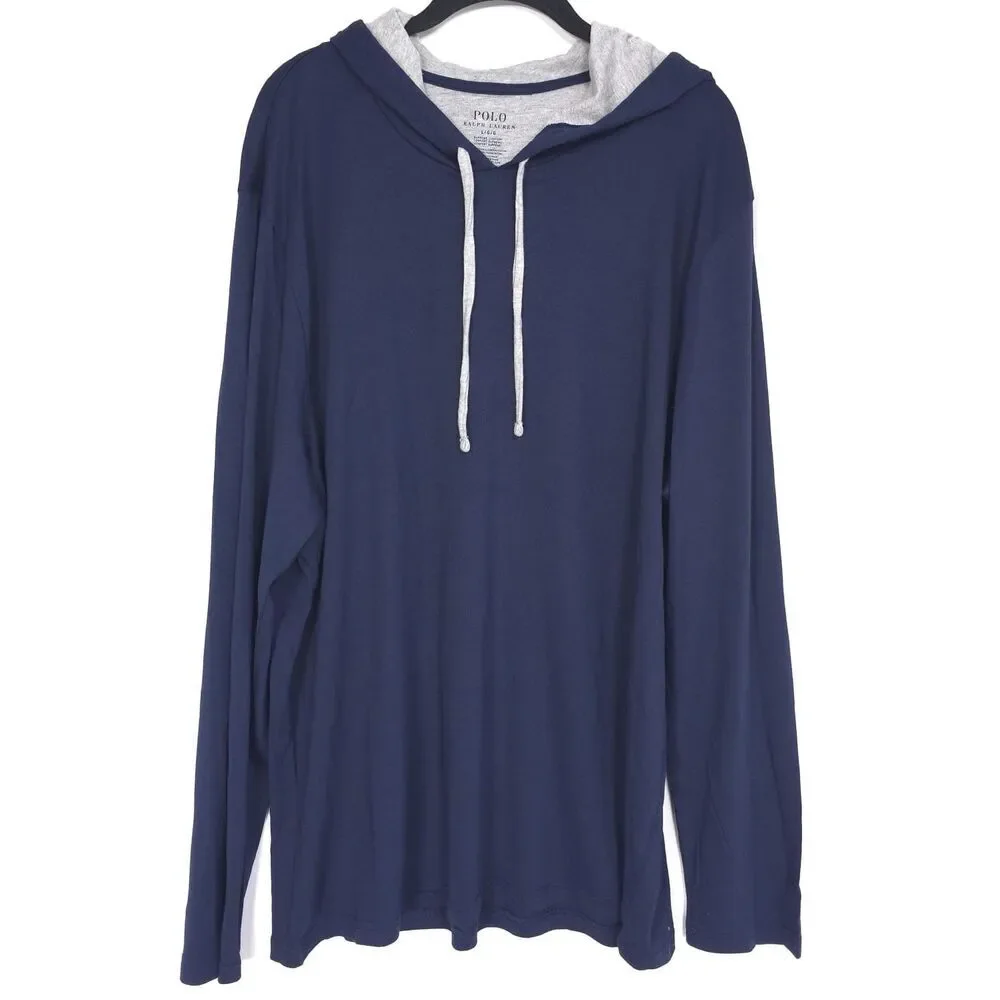 POLO RALPH LAUREN New LARGE Supreme Comfort Hoodie Mens Cotton Blend Navy Lounge